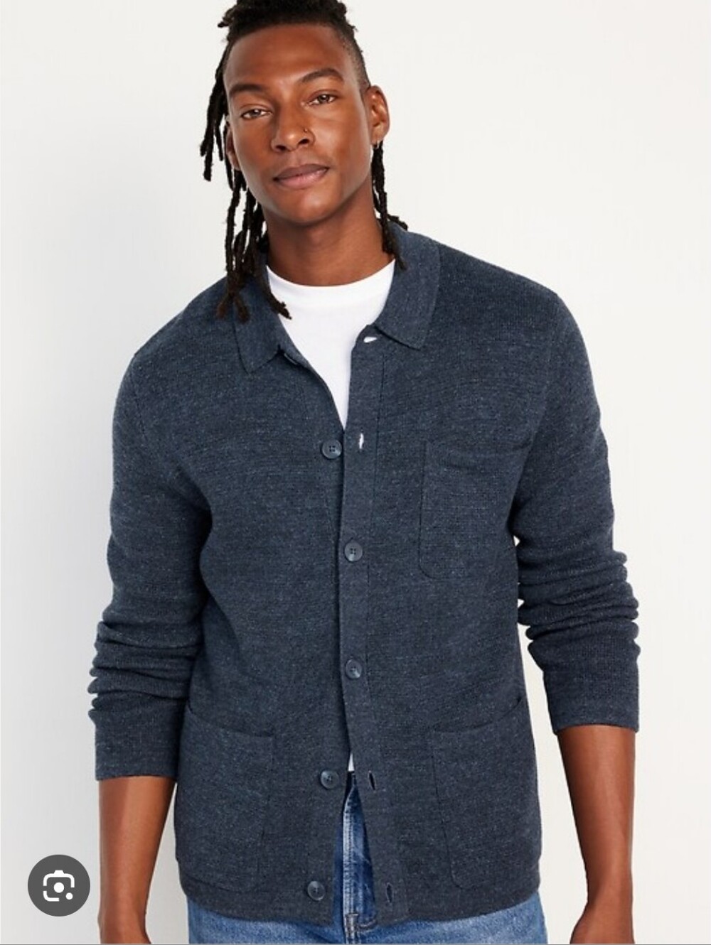 NWTS Men's Dark Heather Navy Button-Up Cardigan L